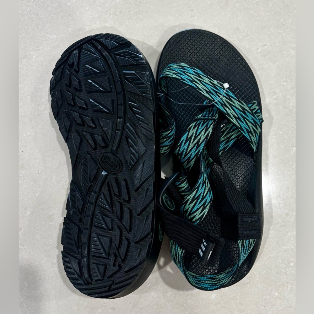 Chaco Men's Black and Teal Striped Z/Cloud Sandals - Picture 3 of 3